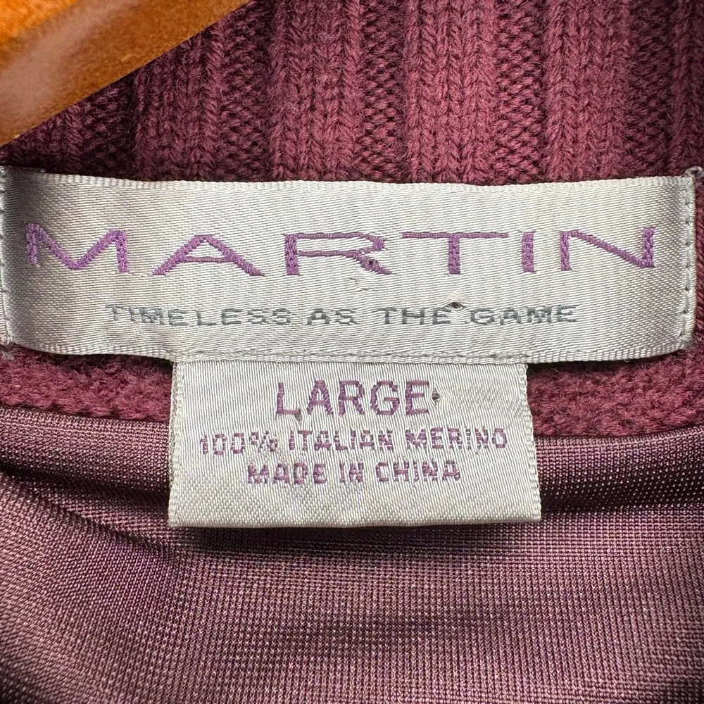 Martin Timeless Game 1/4 Zip Pullover Sweater Mens Large Merino Wool‎
